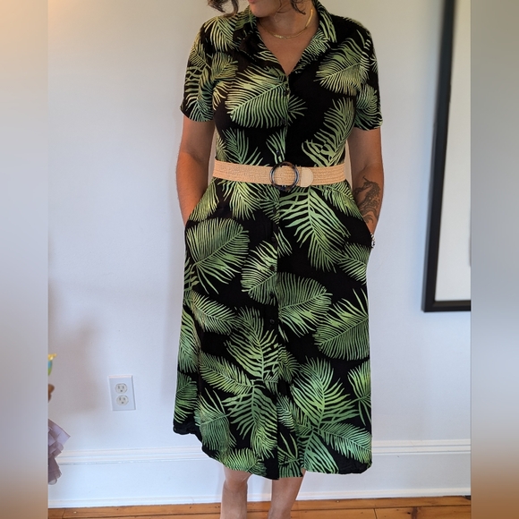 SUGAR HILL Shirt Dress Green & Black Sz 6 - Picture 3 of 11